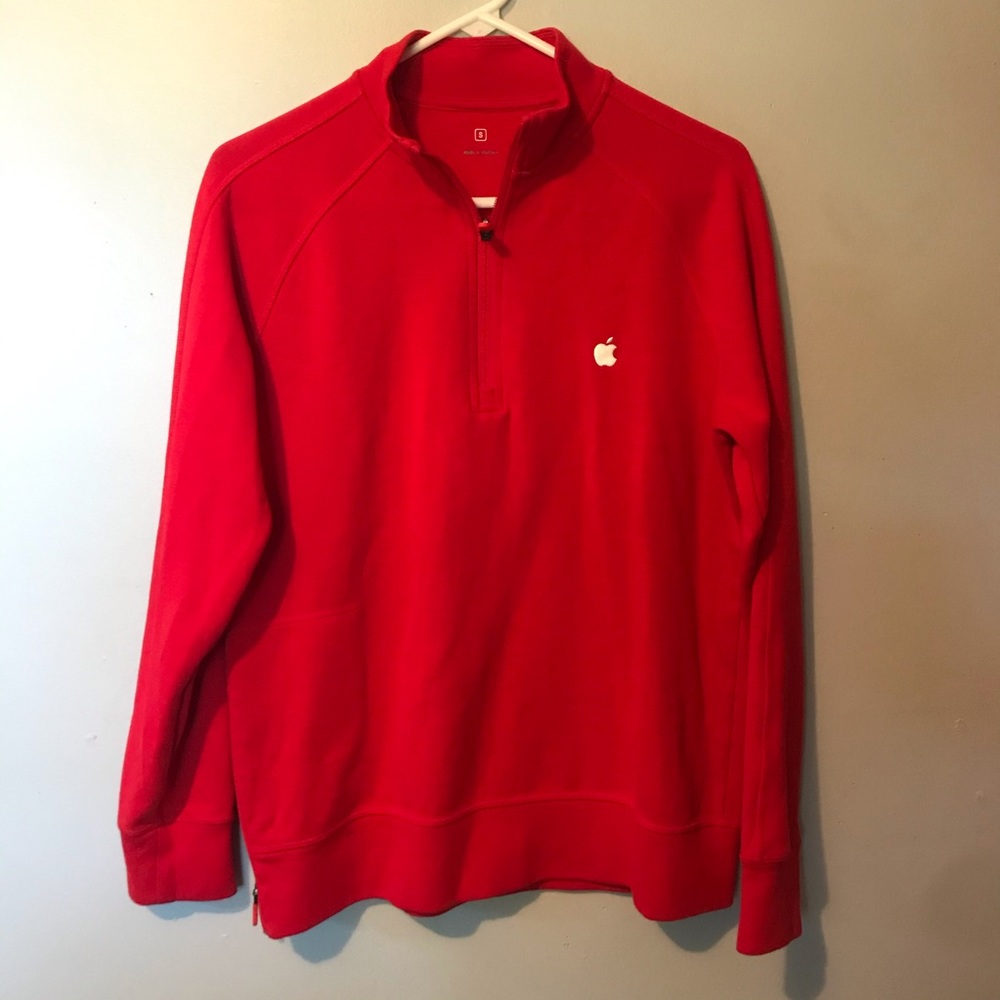 Apple MAC 1/4 zip Red Pullover Sweater Small